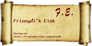 Frisnyák Elek névjegykártya